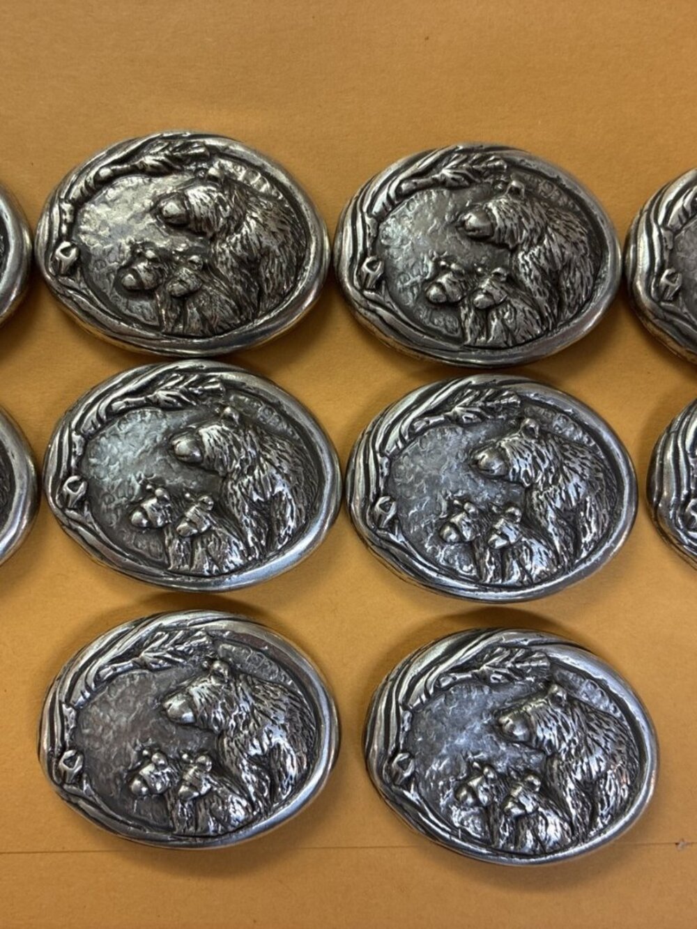 Lot of 10 Bear with Cubs Conchos with Screws - 1.5 Inch